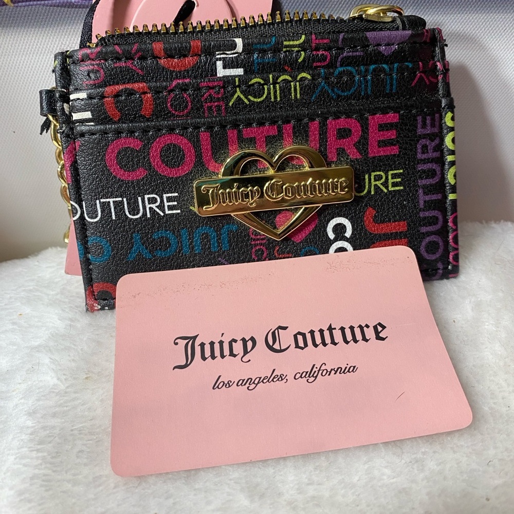 NWT Juicy Couture Black Multicolor Glam Card Holder - Picture 4 of 5